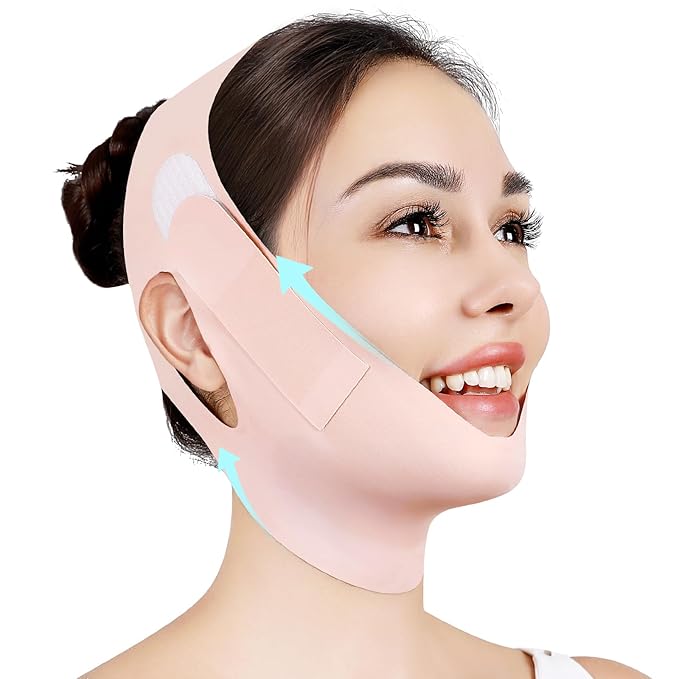 Juskaa Chin Strap for Sleeping,V Line Lifting Mask,Pink,M
