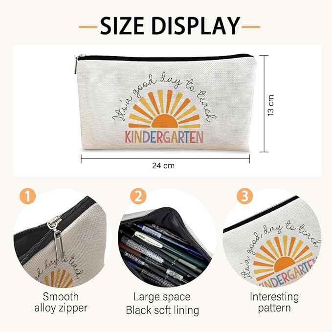 BARPERY Kindergarten Teacher Gift: Makeup Bag, Cosmetic Bag Zipper Travel Toiletry Bag, Best Teacher Gifts