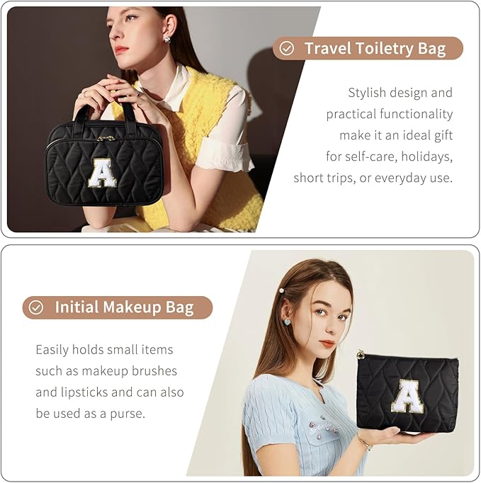 YOOLIFE Hanging Toiletry Bag for Women - Travel Toiletry Bag Makeup Bag, Portable Toiletries Cosmetic Bag, Airplane Travel Essentials Black - P