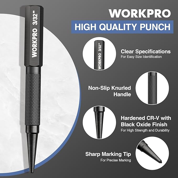 WORKPRO 4-Piece Nail Punch and Center Punch Set