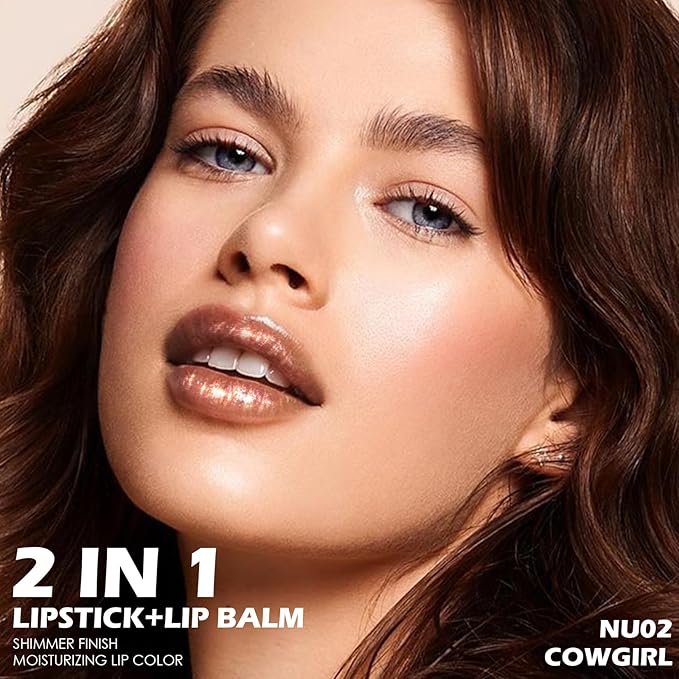 FOCALLURE Shimmer Metallic Lipstick, Non-Drying Hydrating Formula, Fuller-Looking Lips, High Pigment Sparkly Lip Color, Independence Day Gift, Cowgirl