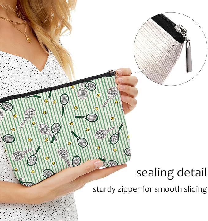 Blue Leaves Inspirational Tennis Makeup Bag Accessories Cosmetic Bag