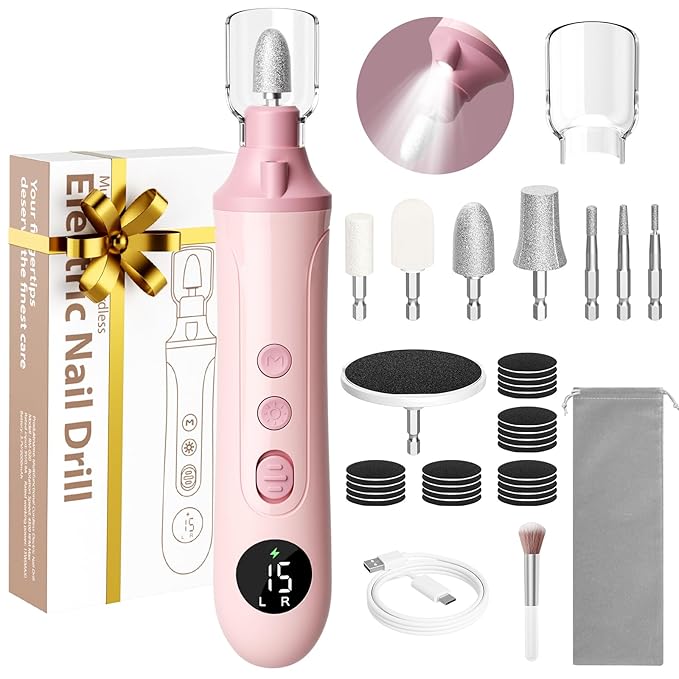 Ccigedy Cordless Electric Toe Nail Grinder for Thick Toenails with LCD Lamp