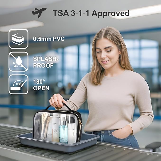 PACKISM TSA Approved Toiletry Bag- Clear Makeup Bag Travel, 2 Pack Green