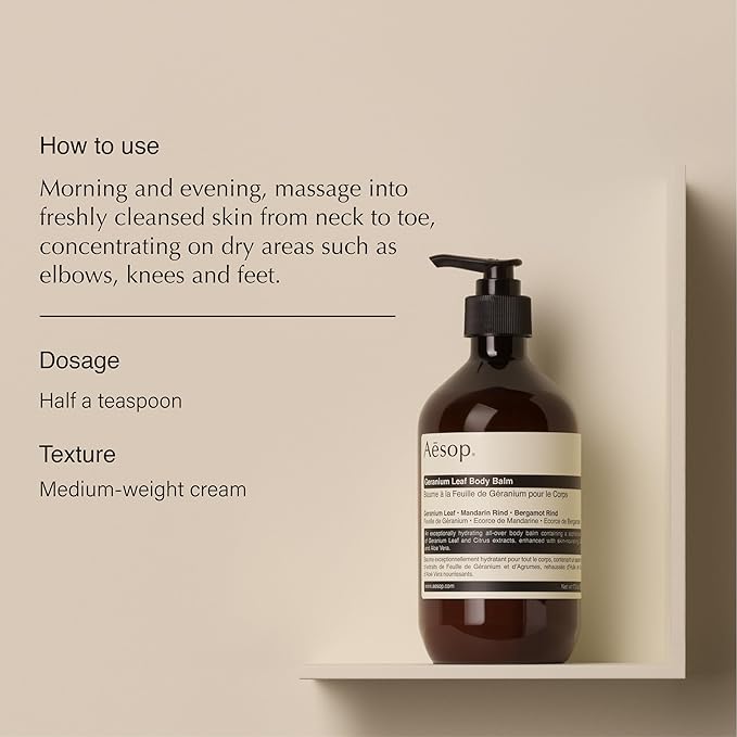 Aesop Geranium Leaf Body Cleanser & Balm Set | Citrus & Fresh Duo to Cleanse and Hydrate Skin | Geranium Leaf, Mandarin Rind, Bergamot Rind | 16.9 oz / 500mL (Set of 2)