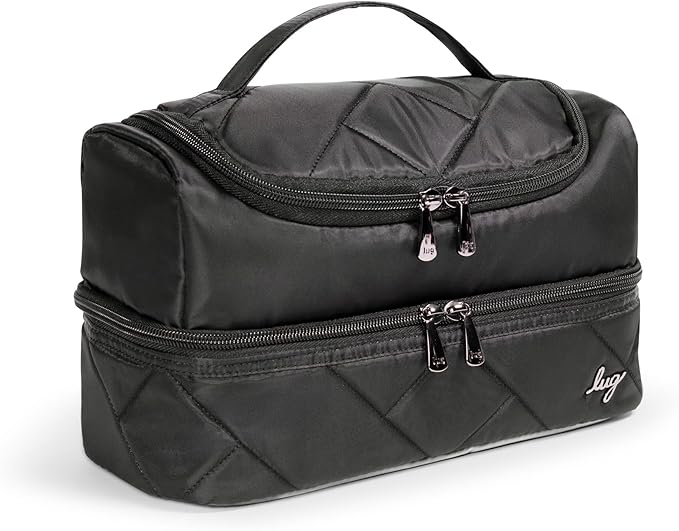 Lug Stowaway Cosmetic Case, NAVY NAUTICAL - Spacious Travel Toiletry Bag with Wipeable Bottom and Exterior Pockets