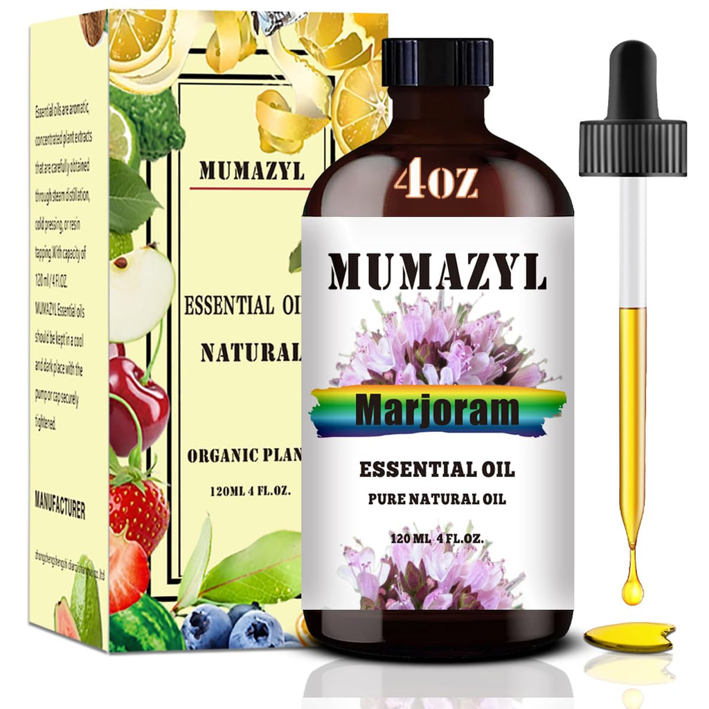 Marjoram Essential Oil, Marjoram Oil 4 Fl Oz 120ML for Diffuser Humidifier Yoga Cleaning DIY Candle Soap Making MUMAZYL Essential Oils