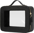 Popvibe Large Capacity Clear Toiletry Bag for Women Travel Makeup Bag Black