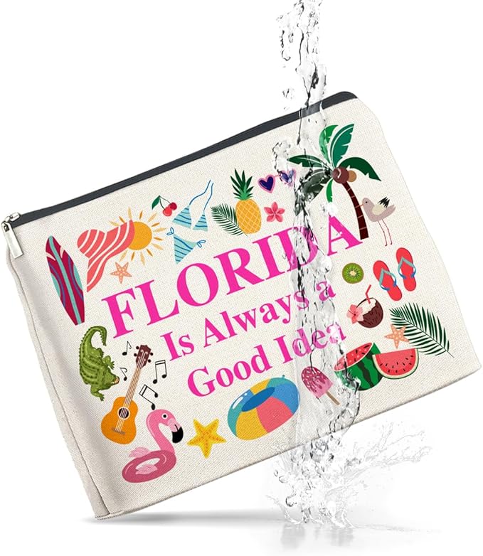 UPNEGE Florida Travel Cosmetic Bag, Multicolor, Waterproof Polyester, Zipper Closure, Adult Women's Travel Cosmetic Case