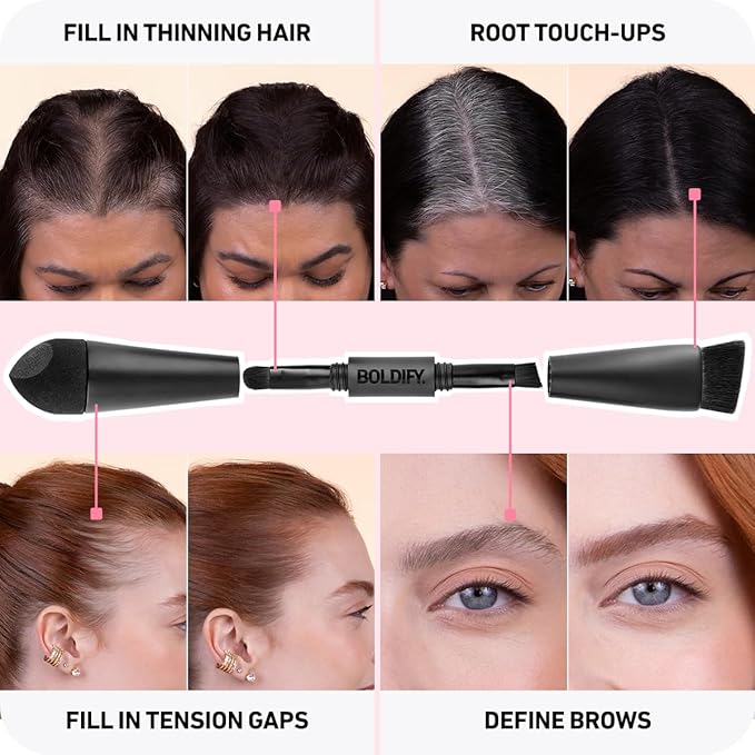 BOLDIFY Hairline Powder Brush, Root Touch Up Brush Applicator – Four-Ended