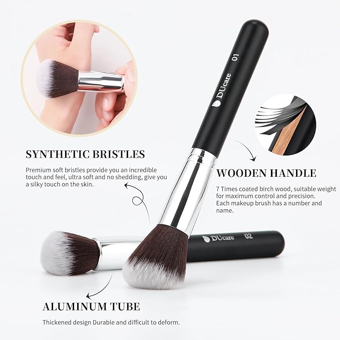 DUcare Makeup Brushes with Travel Bag 15Pcs Makeup Brush Set