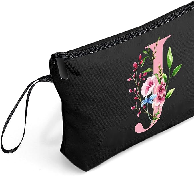 A-Z Personalized Makeup Bag with Mirror, Birthday Gifts for Women, Friend,J