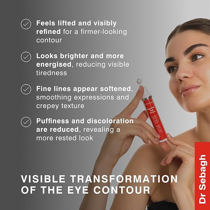 Dr Sebagh Supreme Eye Serum (0.51 fl oz) - Advanced Roll-On Formula - Designed to Aid Smoother Younger & Firmer-Looking Skin - Helps Reduce Puffiness Circles Fine Lines & Wrinkles - Boosts Elasticity
