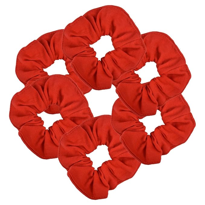 Motique Accessories Large Scrunchies for Women, Pack of 6, Red