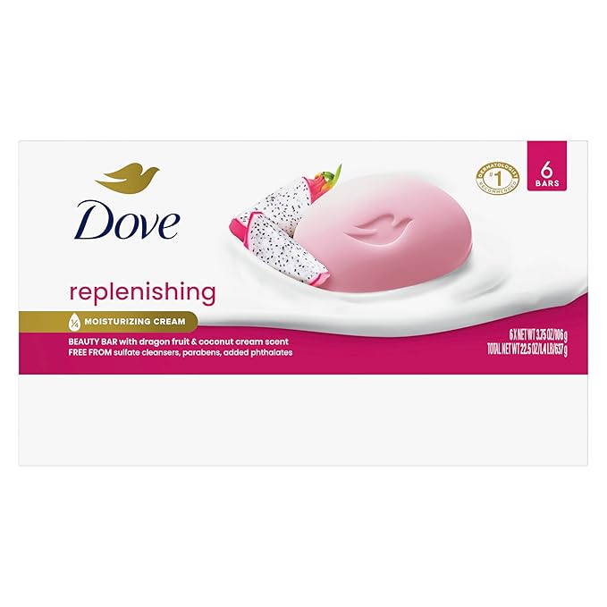 Dove Dragon Fruit Beauty Bar Soap 6 Count, Nourishing Cleanser, 3.75 oz