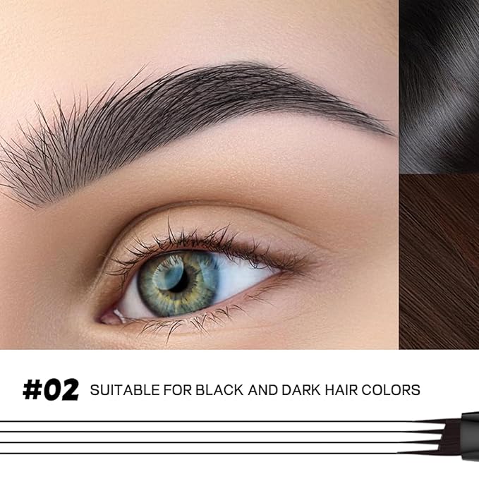 Espoce 2 Pack Eyebrow Pen, Waterproof Microblading Eyebrow Pencil, 4 Tip Precise Eye Brow Makeup Pen for Women to Effortlessly Create Hair Like Natural Brows, Non Dry Out and Last All Day (Black)