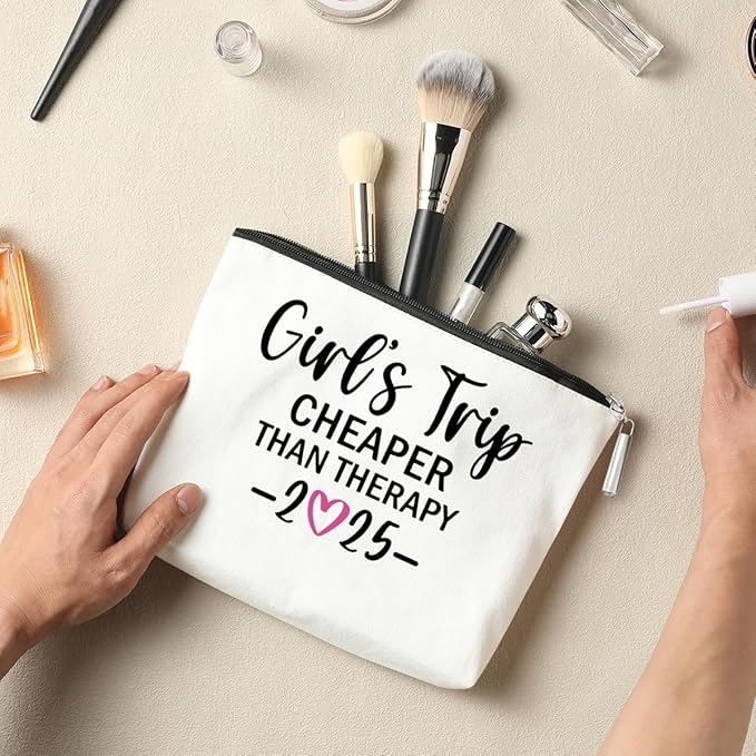 2 PCS Girls Trip Gifts Favors 2026 Girls Weekend Gifts for Women Bestie Gifts Friend Gifts Girls Trip Favors for Sister Her Best Friend Friendship Holiday Vacation Makeup Bag Weekend Bags for Women