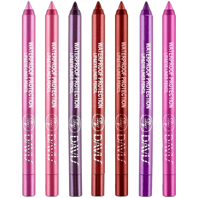 Meilury 7 Colorful Eyeliner Pen Set, Eye Shadow Pencil, Pearl Eyeliner Kit Metallic Glitter Colored Eye liner for Women Eye&Lip Liner Professional Waterproof Eye Makeup (7PCS C)