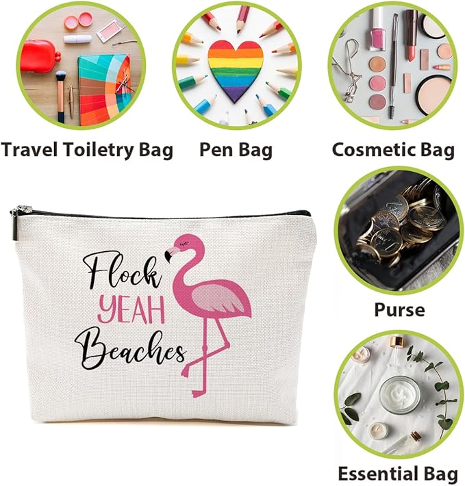 Flamingo Makeup Bag - Animal Lover Summer Cosmetic Bag, Funny Toiletry Bag for Women, Graduation & Birthday Gifts