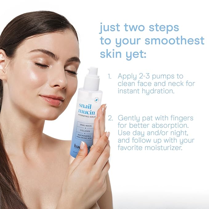 Baebody Snail Mucin Serum Moisturizer with Collagen, 3.38 fl oz