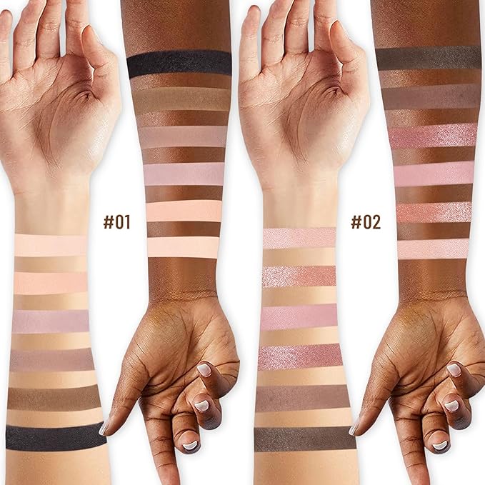 SUSIKEKI 2PCS Neutral Nude Matte Shimmer Eyeshadow Palette - 6 Colors Mini Travel Size, Highly Pigmented Brown & Pink Eye shadow, Long Lasting Vegan Makeup Palette with Brush Set for Daily Use
