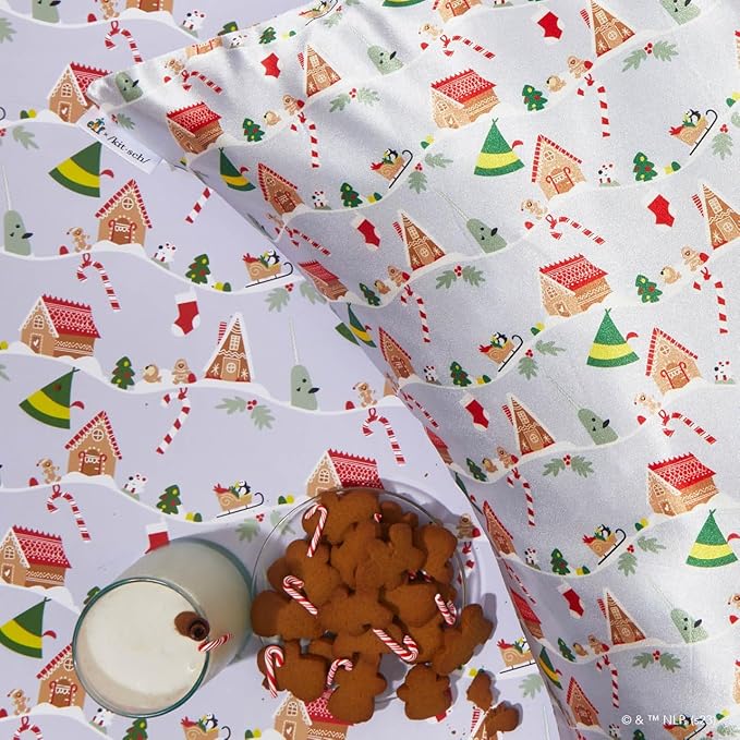 Kitsch x Elf Periwinkle Christmas Satin Pillowcase - King Size 19x36