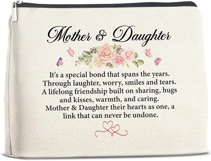 UPNEGE Mother and Daughter Gifts Makeup Bag Gift for Mom and Daughter Cosmetic Bag Zipper Makeup Pouch Gifts for Christmas Birthday Thanksgiving