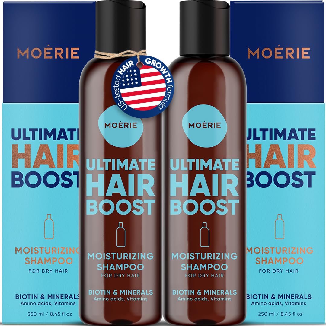 Moerie Hair Growth Shampoo for Men and Women, Hair Loss Solution with Biotin and Rosemary, Moisturizing Shampoo for Thinning Hair – Ultimate Boost for All Hair Types, Triple Set