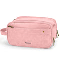 COOSKY Travel Toiletry Bag for Women, Large Hanging Toiletries Organizer Bags for Men, Cruise Ship Essentials, Water-resistant Shaving Case, PU Leather Makeup Accessories, Cosmetic Dopp Kit, Pink