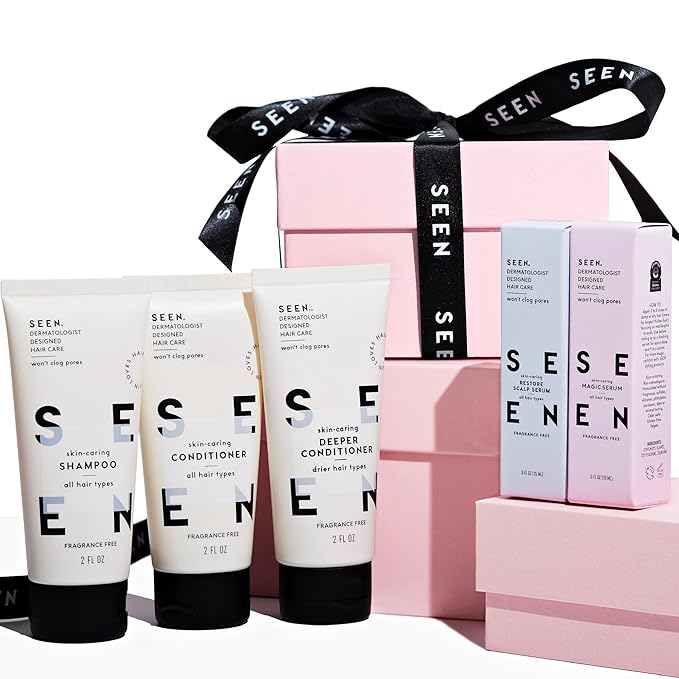SEEN Discovery Kit - Fragrance Free - Non-Comedogenic Hair Set- Dermatologist-Developed - Safe for Sensitive, Eczema & Acne Prone Skin