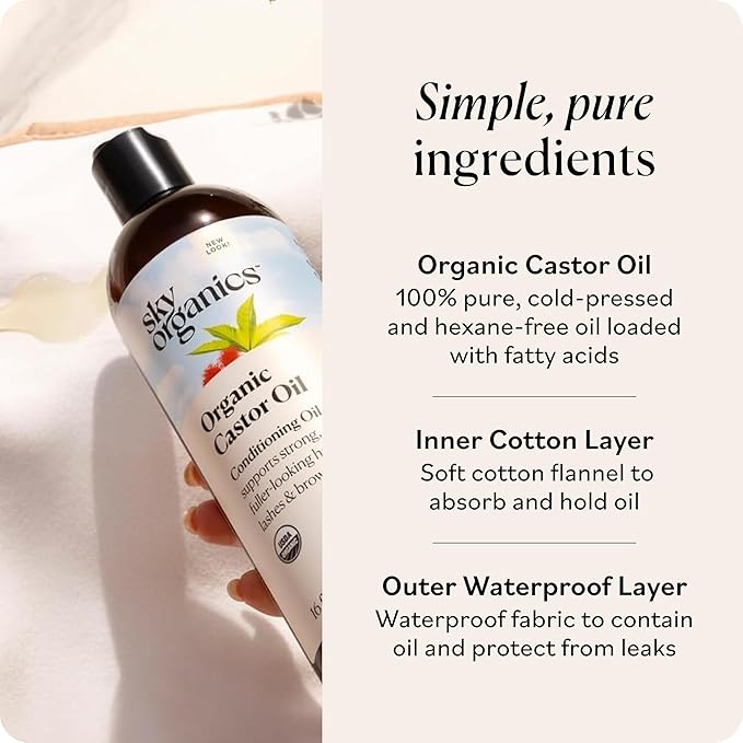 Sky Organics Organic Castor Oil 16oz, Pure, Cold Pressed and Hexane Free
