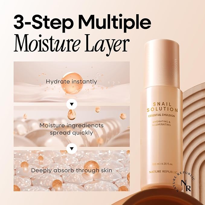 Nature Republic Snail Mucin Emulsion | Korean Moisturizer with Niacinamide, for Glowing Skin, Anti-Aging Korean Skincare, 120mL / 4.02 Fl.Oz