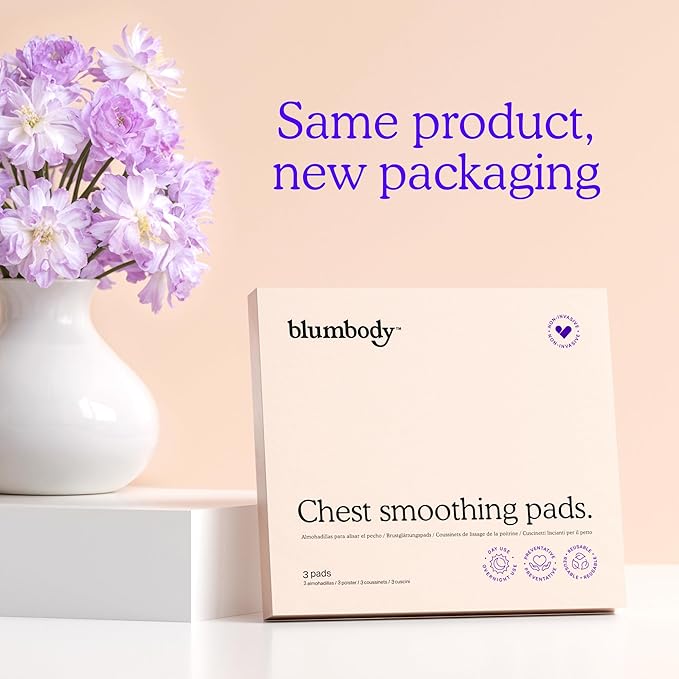 BLUMBODY Chest Wrinkle Pads – Anti-Wrinkle Silicone Patches Skin Firming, Smoothing – Reusable Overnight Chest Pad – Anti-Aging Crepe Erase Pads – Neck, Décolleté (1.5-Month Supply)