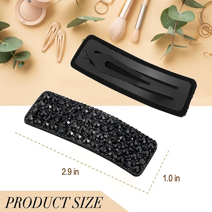 Kanprincess Rhinestone Hair Clips 2-Pack, Sparkly Barrettes for Women Girls