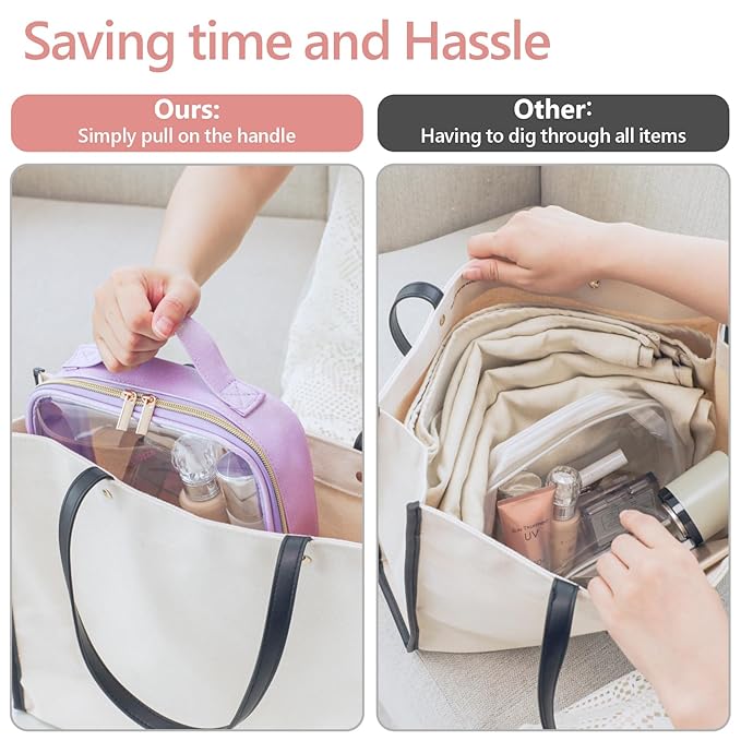 PACKISM Clear Makeup Bag Travel - TSA Approved Toiletry Bag, 2 Pack Purple