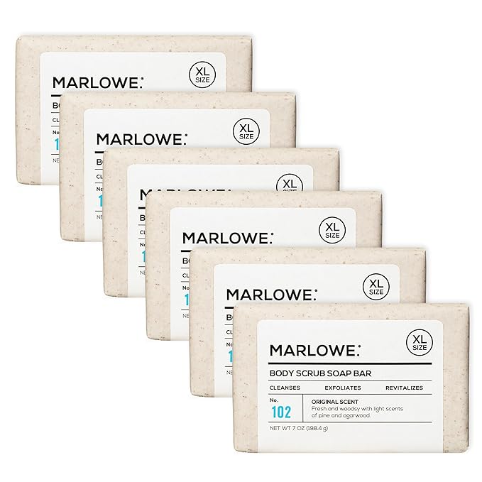 MARLOWE. Body Scrub Soap, Exfoliating Soap Bar, Sage + Fir, 7 oz (6 Bars)