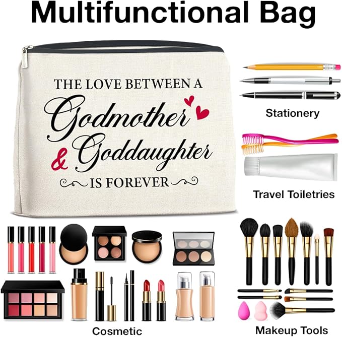 UPNEGE Makeup Bag Godmother Gifts from Goddaughter, Gifts for Godmother and Goddaughter Cosmetic Bag Zipper Makeup Pouch