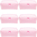 Cozy Makeup Bag for Women,Zipper Cosmetic Pouch,Stripe Cute Pink,6 Pack
