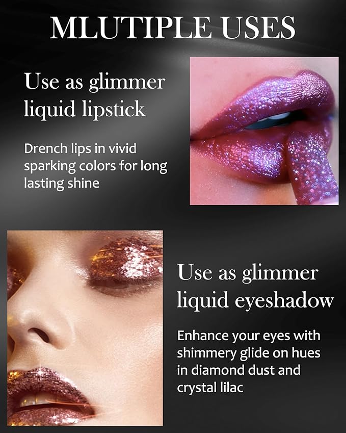Hot Pink Glitter Lipstick, Waterproof Shimmer Lip Gloss,Thanksgiving Makeup