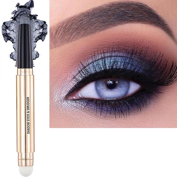 Metiplou Silver Smokey Grey Gray Eyeshadow Stick eyeliner pencil Makeup Cream Smooth Shimmer Single Matte Primer Eyeshadow Pencil, Hypoallergenic Waterproof Long Lasting Eye Shadow