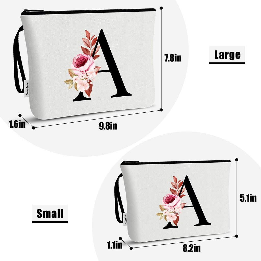 Vavabox A-Z Personalized Makeup Bag, Birthday Gifts for Women Mom, Gifts for Best Friend, Bride Bridesmaid Cosmetic bag (Y, 03-White Set)