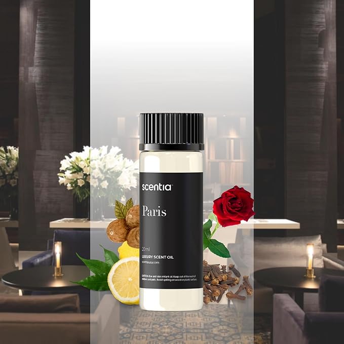 Scentia Paris Muse Aromatherapy Oil for Diffuser – Hotel Scent Inspired by Hotel Costes Paris – 20 mL – Rose, Sandalwood & Clove Natural Fragrance Oil for Waterless & Cold Air Diffusers, Made in USA
