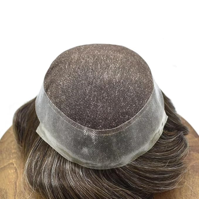 F M FACE MIRACLE NEW YORK Toupee for Men French Lace Center Mens Toupee Hairpiens Human Hair Replacement System Black Brown Blonde Gray Hair Units, 7X9