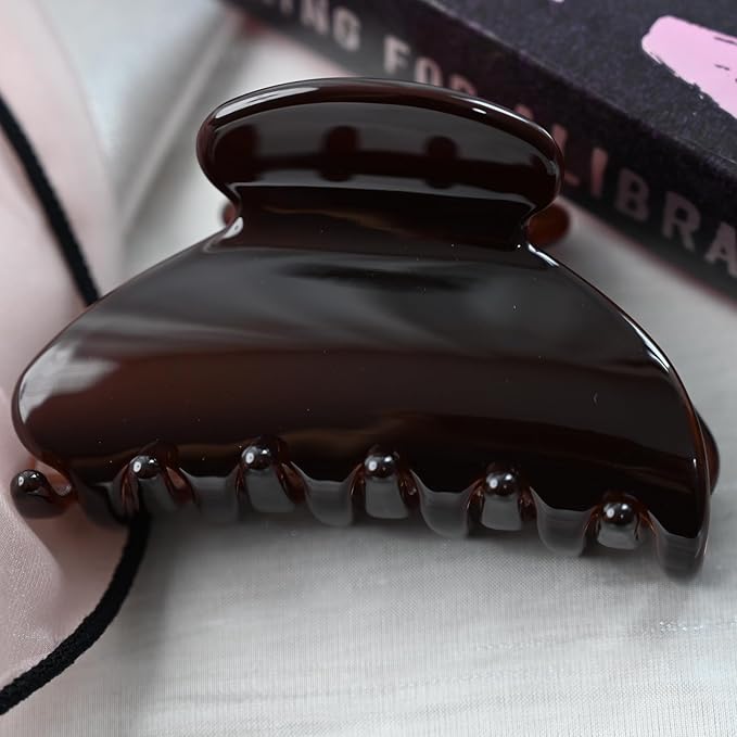Prettyou Handmade Celluloid Acetate French Design Barrettes Tortoise Shell Claws Hair Claw Luxury Fashion Accessories Hair Clip for Women (chocolate)