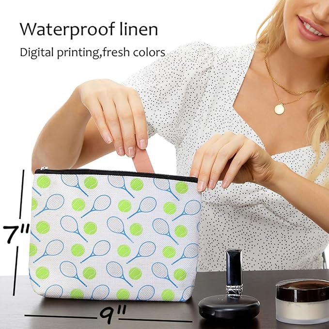Blue Leaves Tennis Makeup Bag Inspirational Accessories Cosmetic Bag