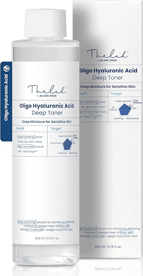 THE LAB by BLANC DOUX Oligo Hyaluronic Acid Deep Toner – Hydrating Toner for Sensitive Skin, pH Balance, Korean Skin Care, Alcohol-Free, Vegan Formula (6.76 Fl Oz)