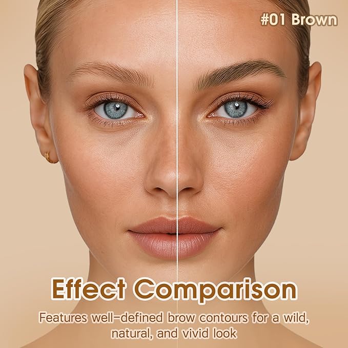 UCANBEMAKEUP Microblading Brow-Fection Brow Eyebrow Pencil – Angled Brush Tip, Wild Natural Hair-Like Strokes, Patented Design, Long-Lasting & Smudge-Proof, for Beginners & Pros(01 Brown）