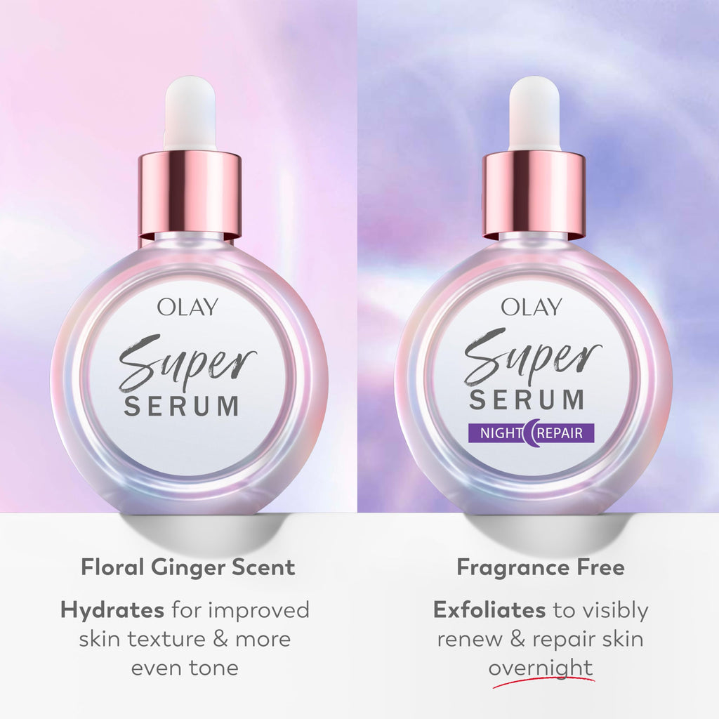 Olay Super Serum Trial Size - Niacinamide, Vitamin C & E, Collagen Peptide, AHA - 5-in-1 Skin Care Benefits - Healthy Glow, Brightening, Hydrating, Smoothing, Firming, Evens Tone, Anti-Aging, 0.4 Oz