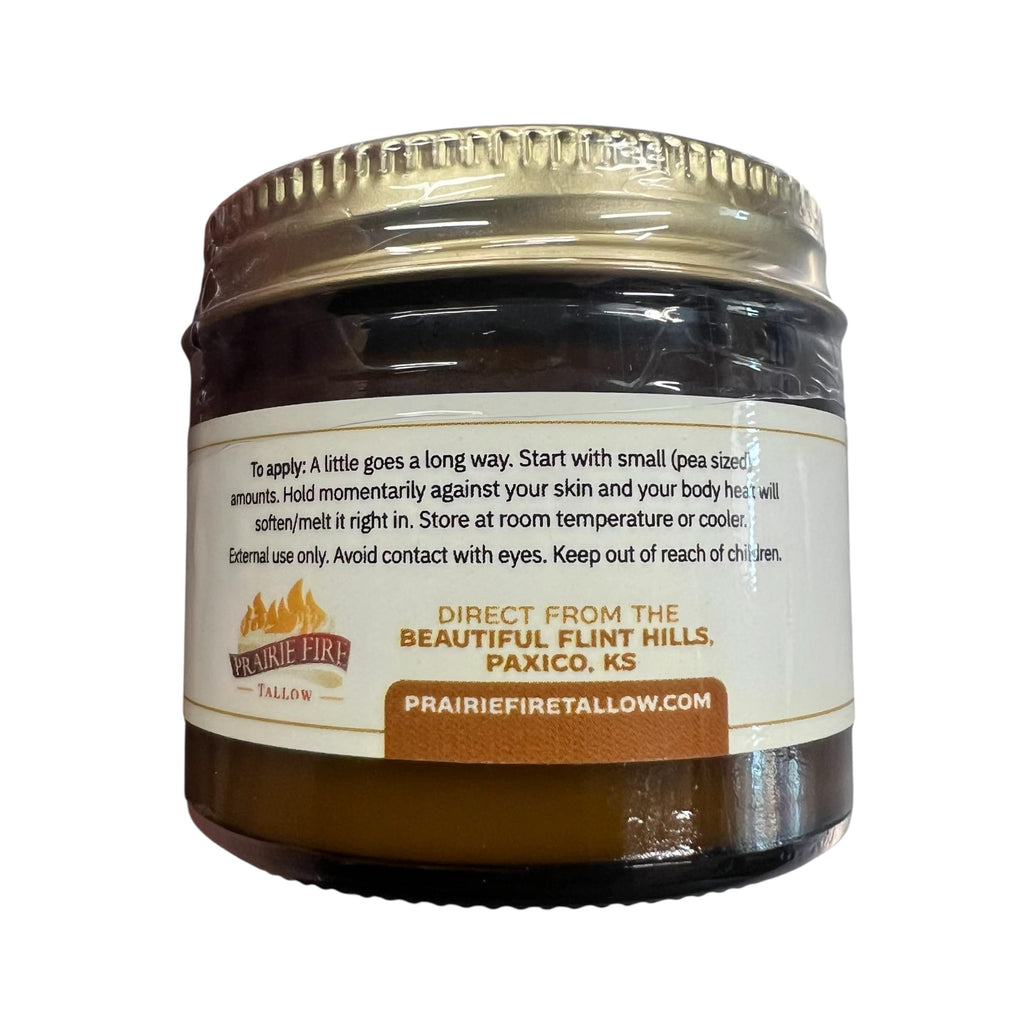 Prairie Fire Candles Grass Fed Beef Tallow Balm Grown and Made in USA - Organic Grass Fed and Finished Tallow - Moisturizing Skin Care Fragrance Free 2 oz