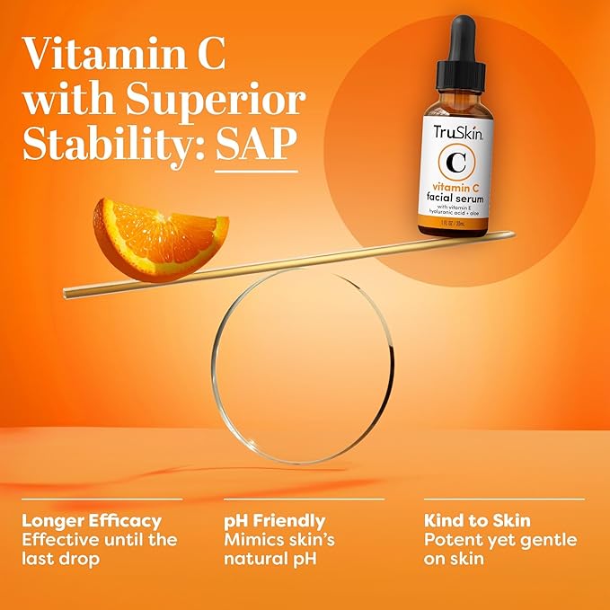 TruSkin Brightening Vitamin C Serum for Face with Hyaluronic Acid, 1 fl oz